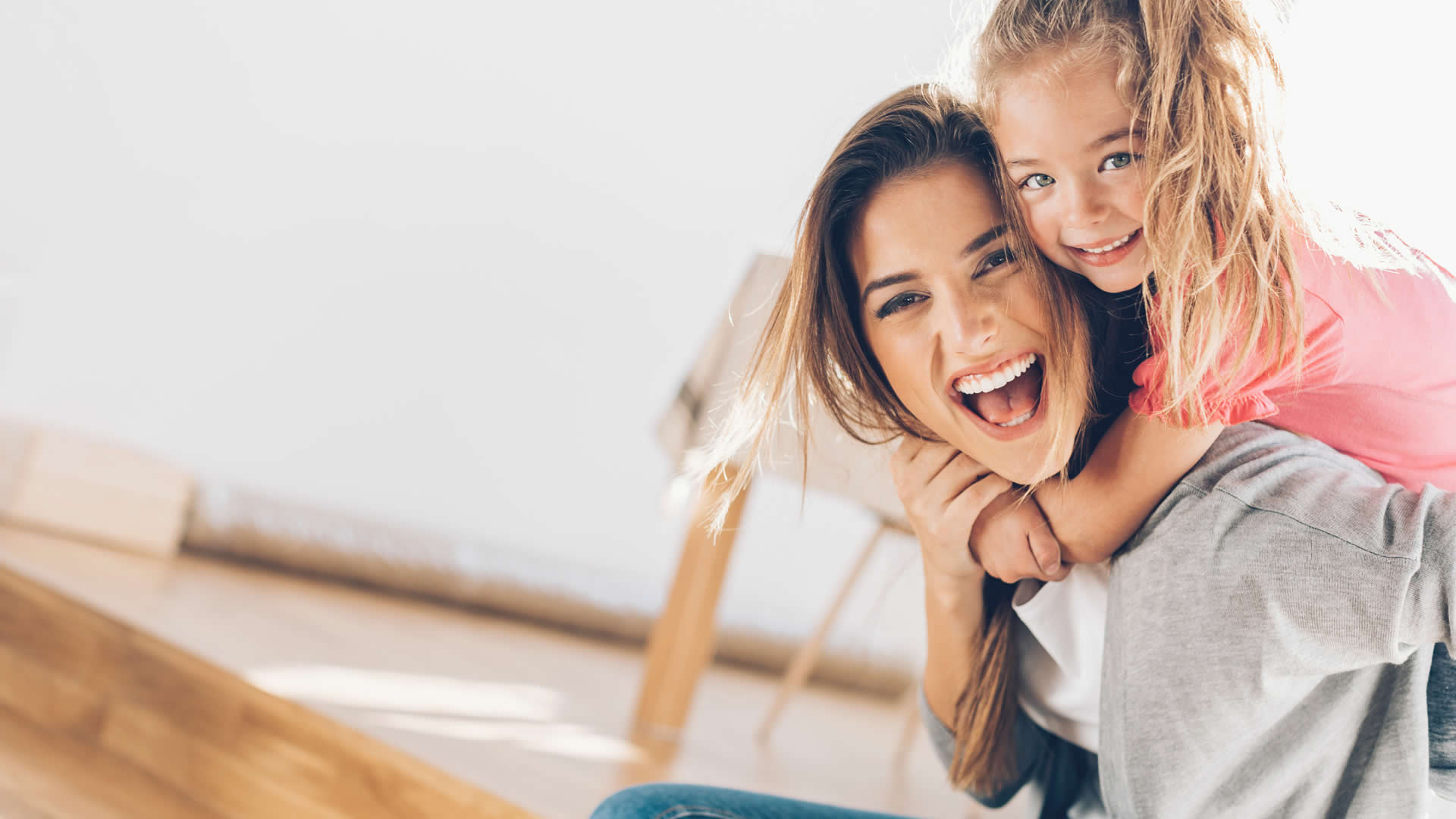 Happy mother and daughter